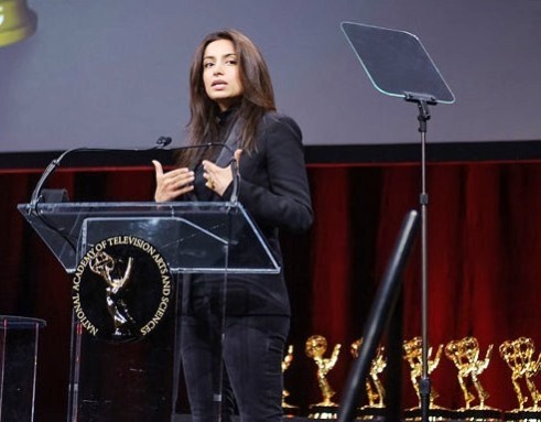 Deeyah accepting her Emmy Award